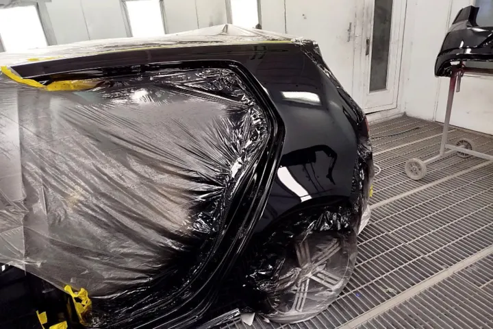 Gloss black rear quarter at NG Crash Repairs, Finglas