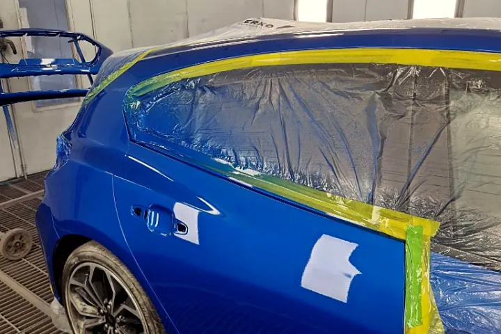 Blue rear door refinished at NG Crash Repairs, Finglas