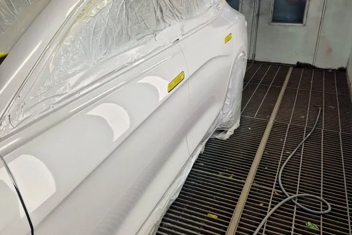 White doors after painting at NG Crash Repairs, Finglas