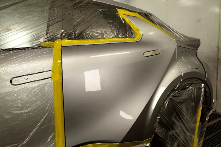 Silver rear door after painting at NG Crash Repairs, Finglas