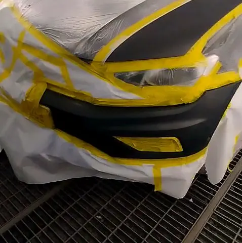 Front end masked and painted at NG Crash Repairs, Finglas